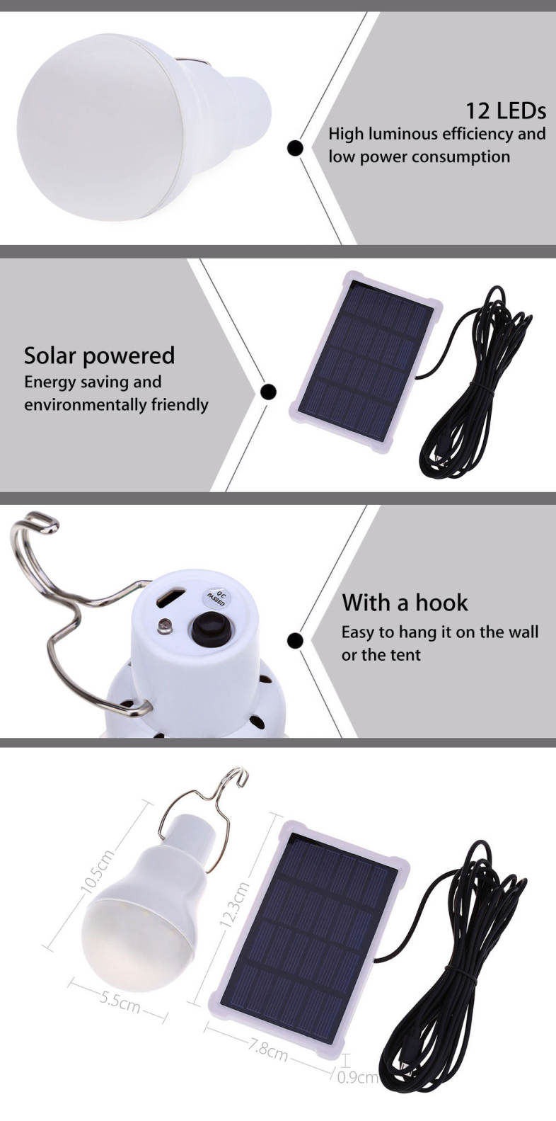 KKBOL S - 1500 1.5W 5V 140LM LED Light Bulb Portable Solar powered Camping Lamp