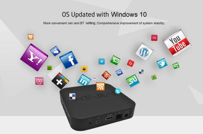 MINIX NEO Z83 - 4 Fanless Mini PC 64bit Windows 10 Intel Atom X5-Z8350 Dual-band WiFi 2.4GHz / 5GHz BT 4.2