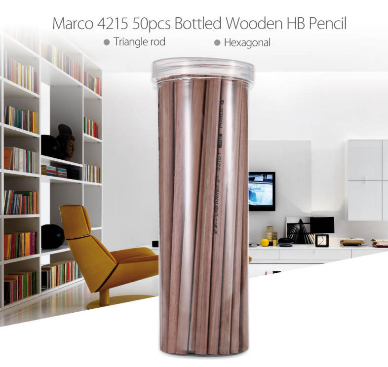 Marco 4215 50pcs Bottled Wooden HB Pencil for School Office Supplies