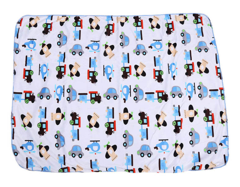 Sweet Soft Baby Child Cartoon Car Print Double Layers Cover Hold Blanket