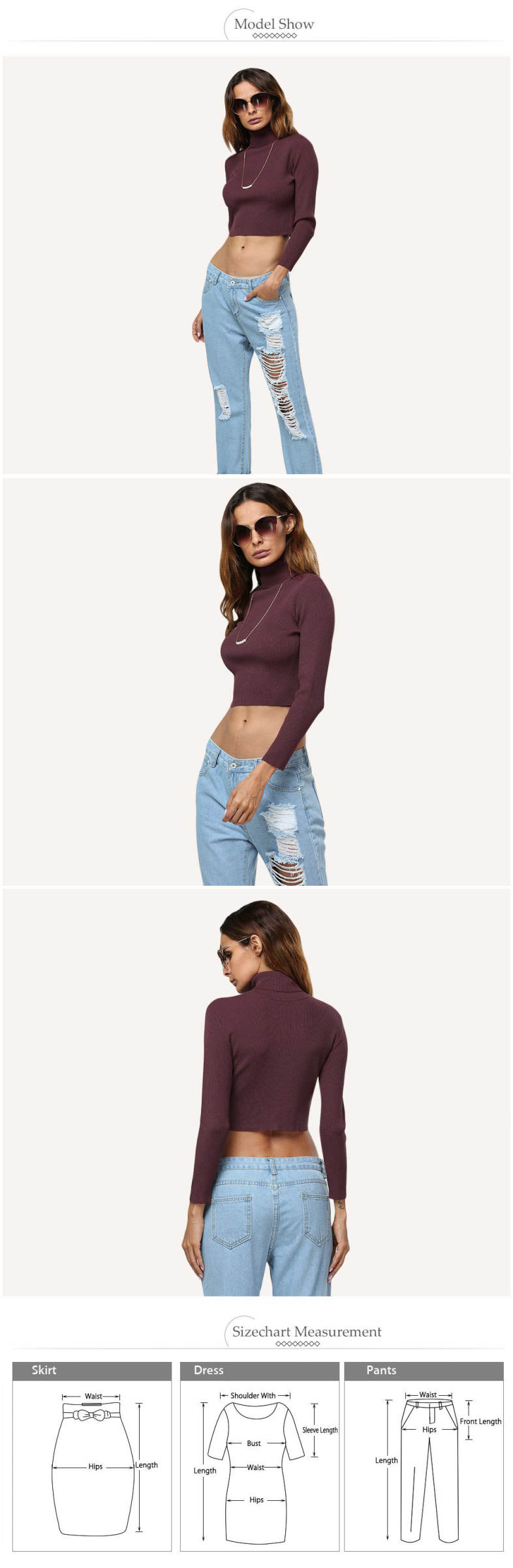 Simple Style Turtleneck Pure Color Women Crop Top