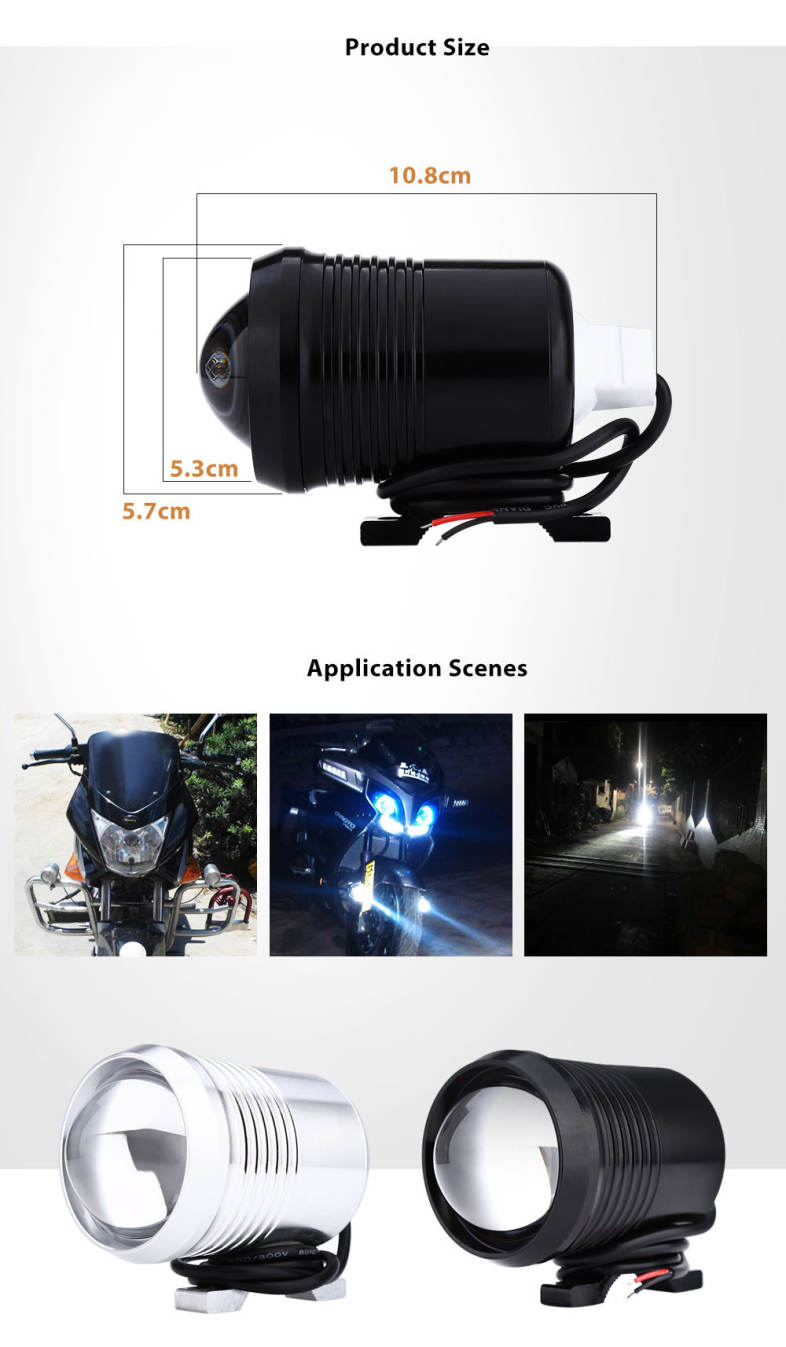 30W 12V 1500LM U2 LED Transform Spotlight Driving Headlight Fog Lamp for Motorcycle