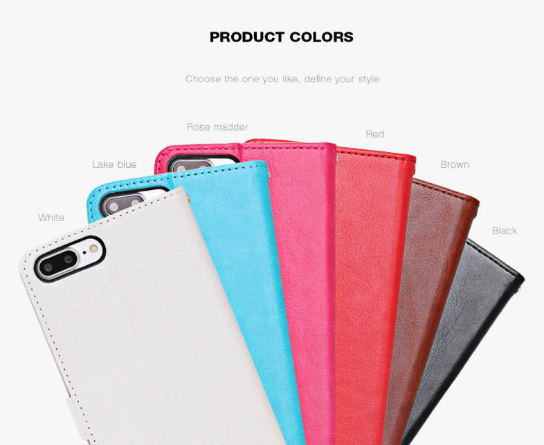 Tomkas Crazy Horse Series Magnetic Flip PU Leather Stand Case Wallet Cover for iPhone 7 Plus