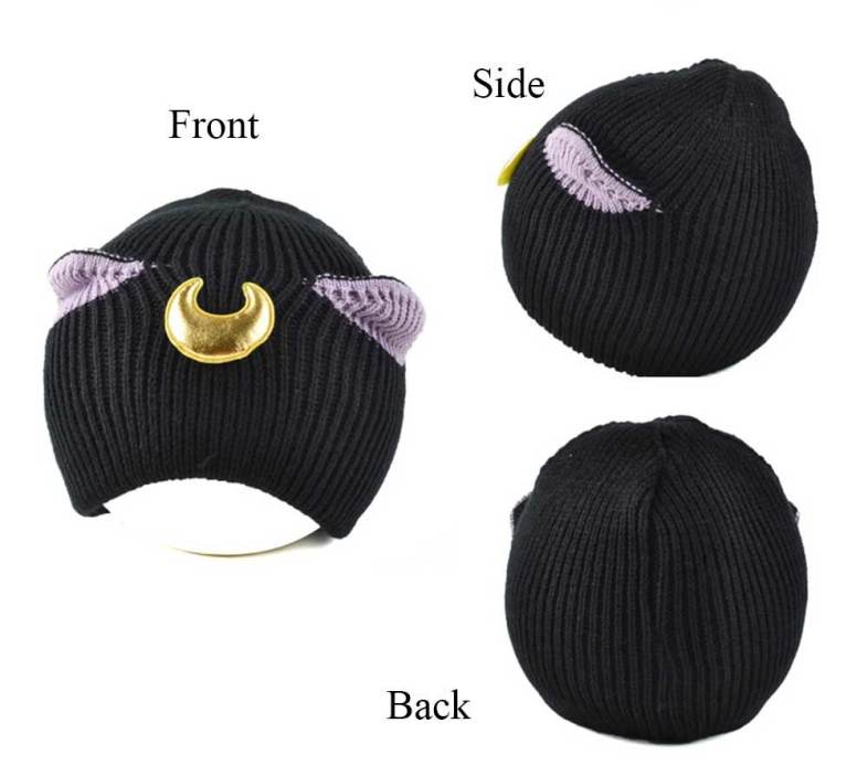 Sweet Cat Ear Decoration Color Block Knitted Hat for Girls