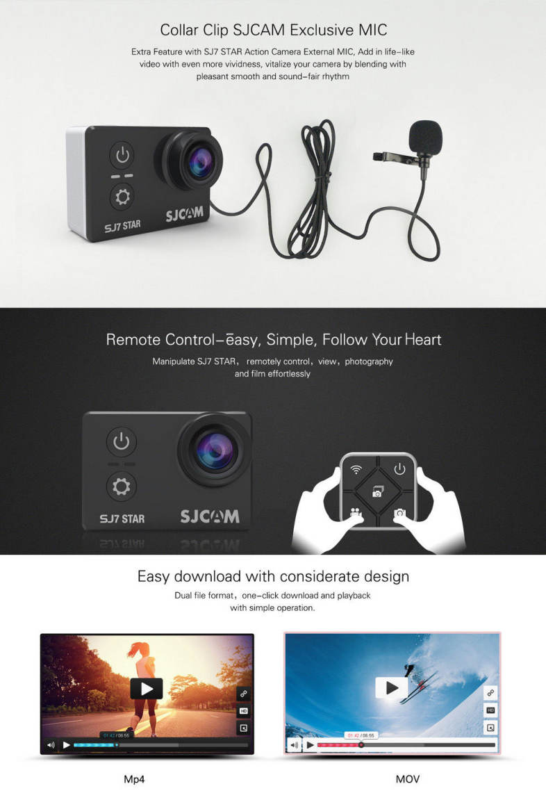Original SJCAM SJ7 STAR 4K WiFi Action Camera 2.0 inch Touch Screen 166 Degree FOV 12MP