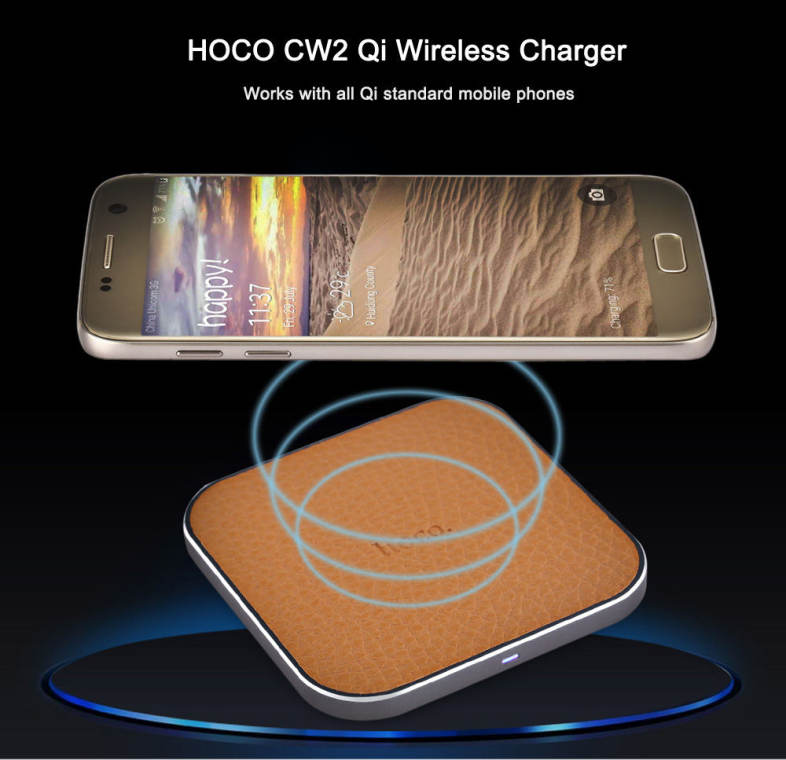 HOCO CW2 PU Leather Aluminum Alloy Frame Wireless Charging Station