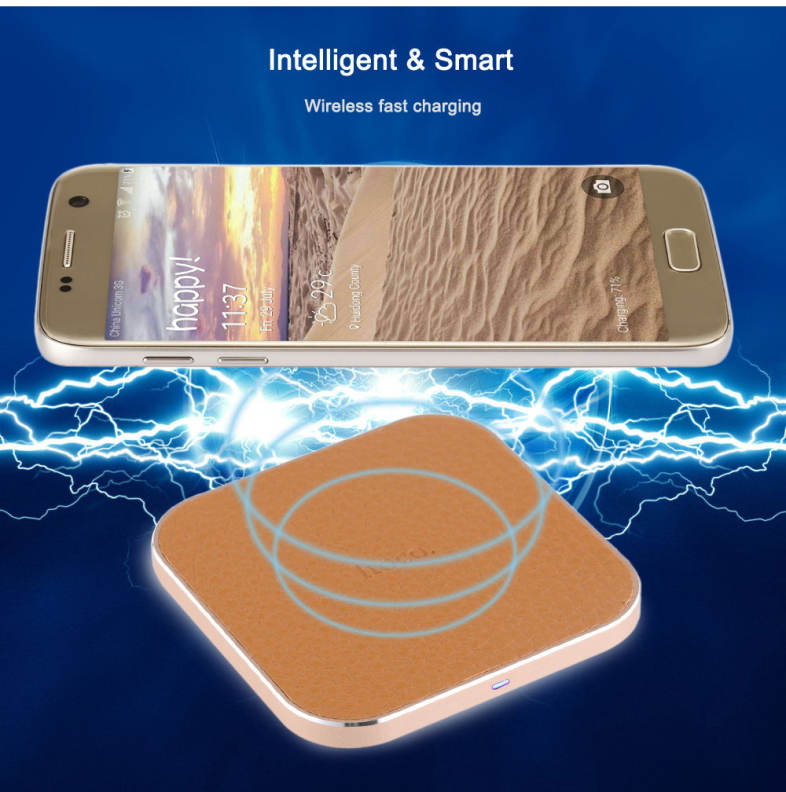 HOCO CW2 PU Leather Aluminum Alloy Frame Wireless Charging Station