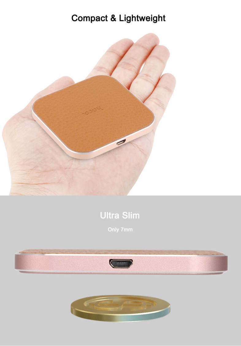 HOCO CW2 PU Leather Aluminum Alloy Frame Wireless Charging Station