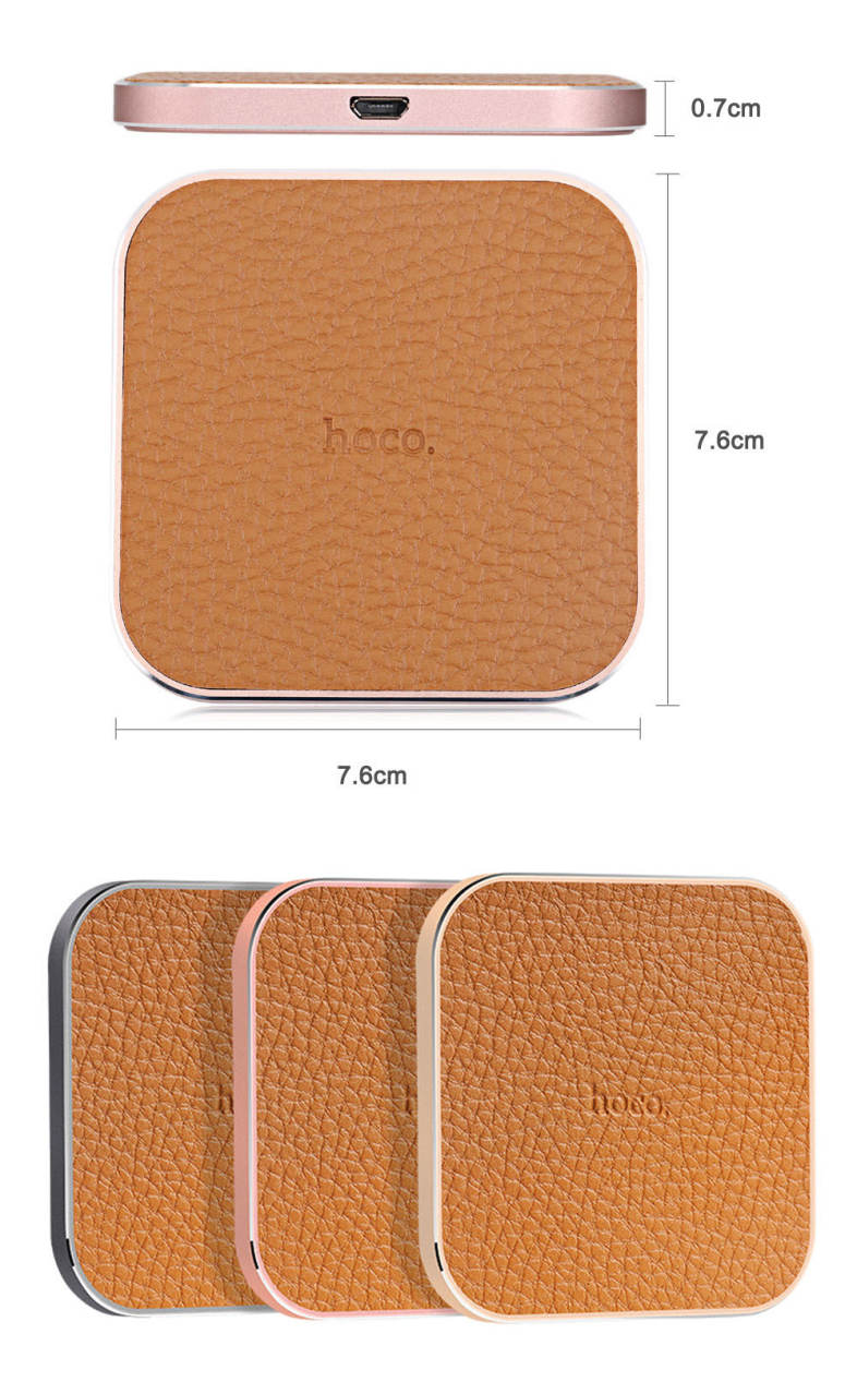 HOCO CW2 PU Leather Aluminum Alloy Frame Wireless Charging Station