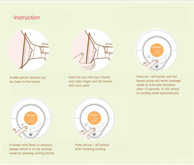 Cmbear Portable Ultra Quiet Operation Massage Backflow Protection Advanced Electric Breast Pump