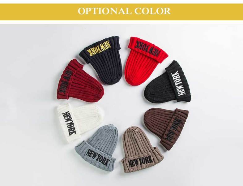 Fashionable Letter Print Pure Color Knitted Hat for Women