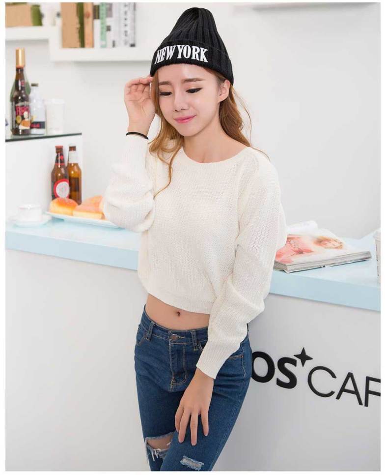 Fashionable Letter Print Pure Color Knitted Hat for Women