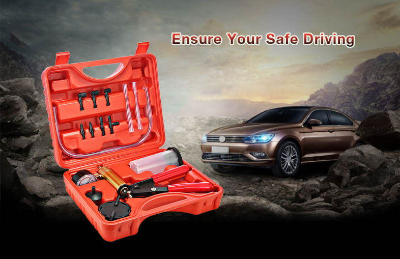 Brake Fluid Bleeder Hand Held Vacuum Pistol Pump Tester Kit