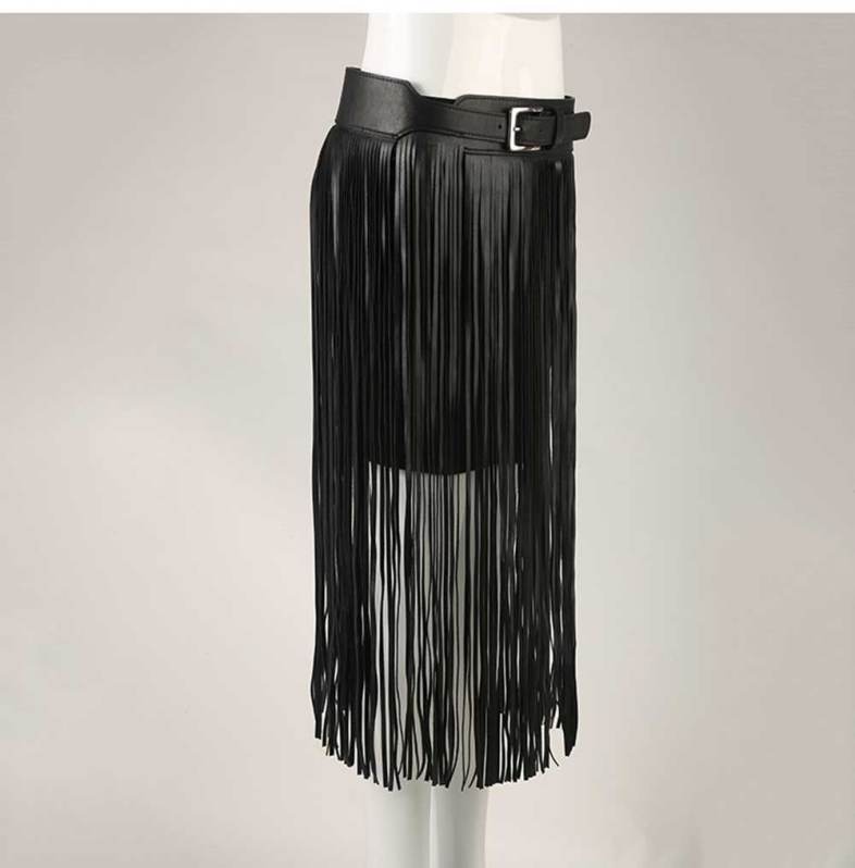 Retro Pure Color Tassel Decoration Buckle Design Belt for Women