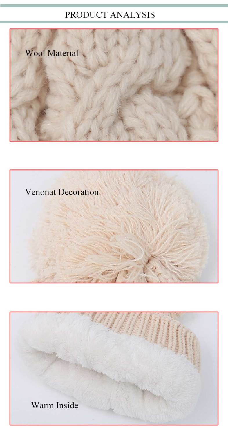 Fashionable Earphone Pattern Venonat Plush Knitted Hat for Women
