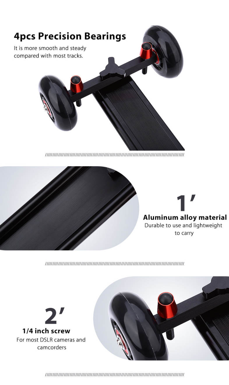 WEIHE WH60 - W 24 inch DSLR Camcorder Camera Track Dolly Slider Stabilization
