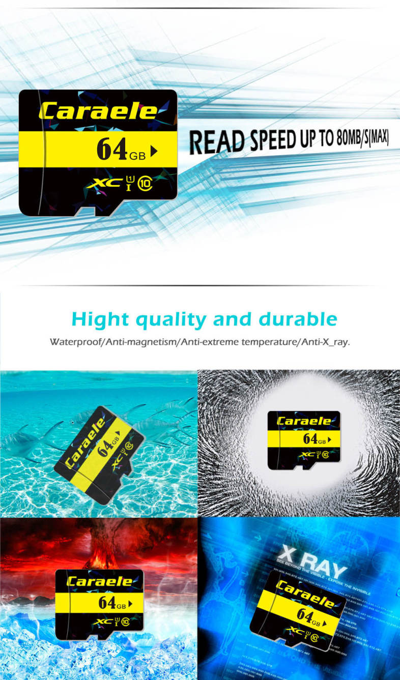 Caraele TF / Micro SD Memory Card Class 10 UHS-I