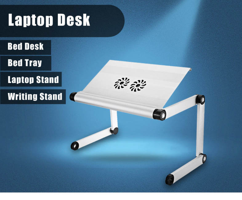 OMAX A8 Folding Computer Table Bed Tray Desk Adjustable Height for Laptop with Cooling Fans