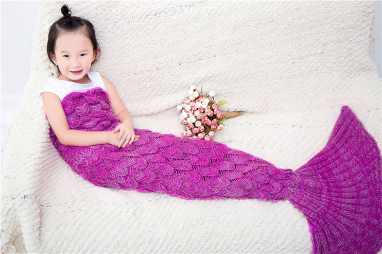 Sweet Cartoon Animal Mermaid Pattern Girl Child Blanket Sleeping Bag