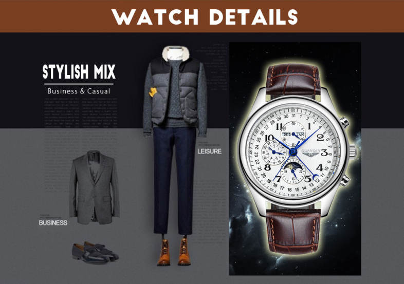 GUANQIN GQ20022 Male Auto Mechanical Watch Moon Phase Complete Calendar Men Wristwatch