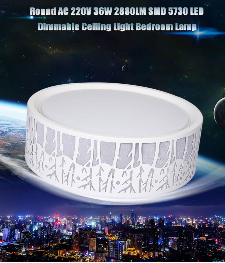 Round AC 220V 36W 2880LM SMD 5730 LED Dimmable Ceiling Light Bedroom Lamp