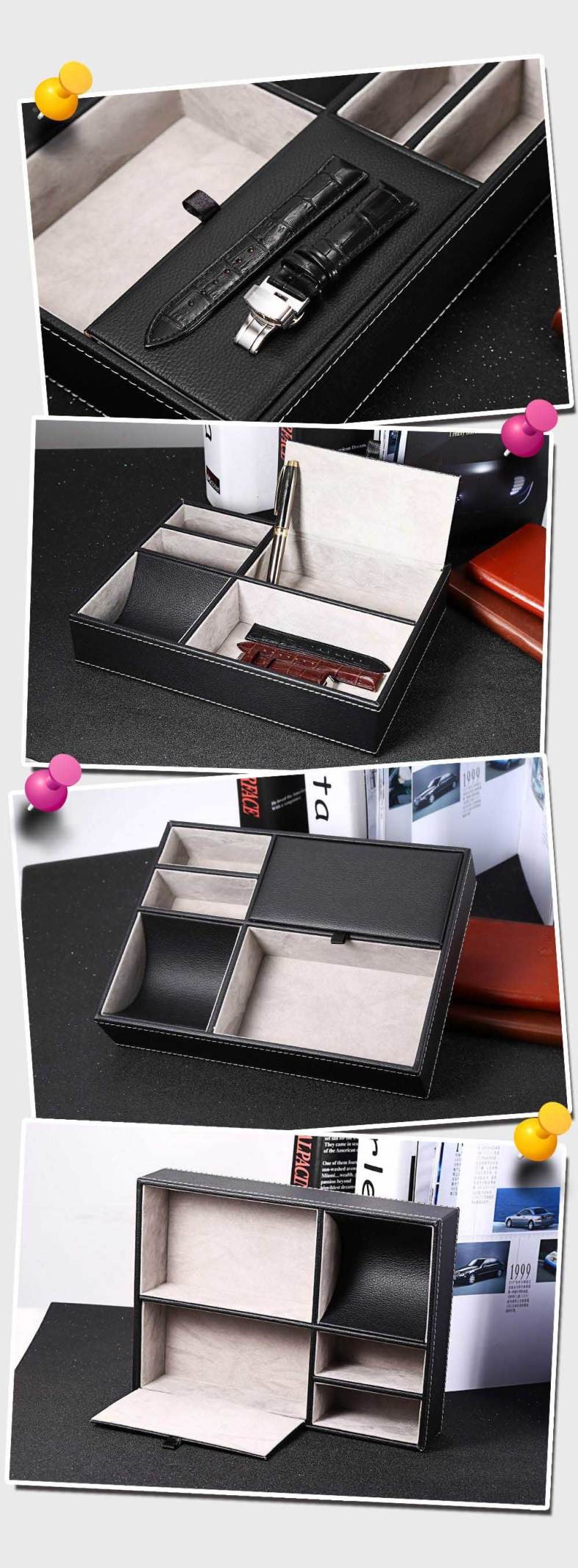5 Mixed Slots Leather Case Jewelry Watch Storage Organizer