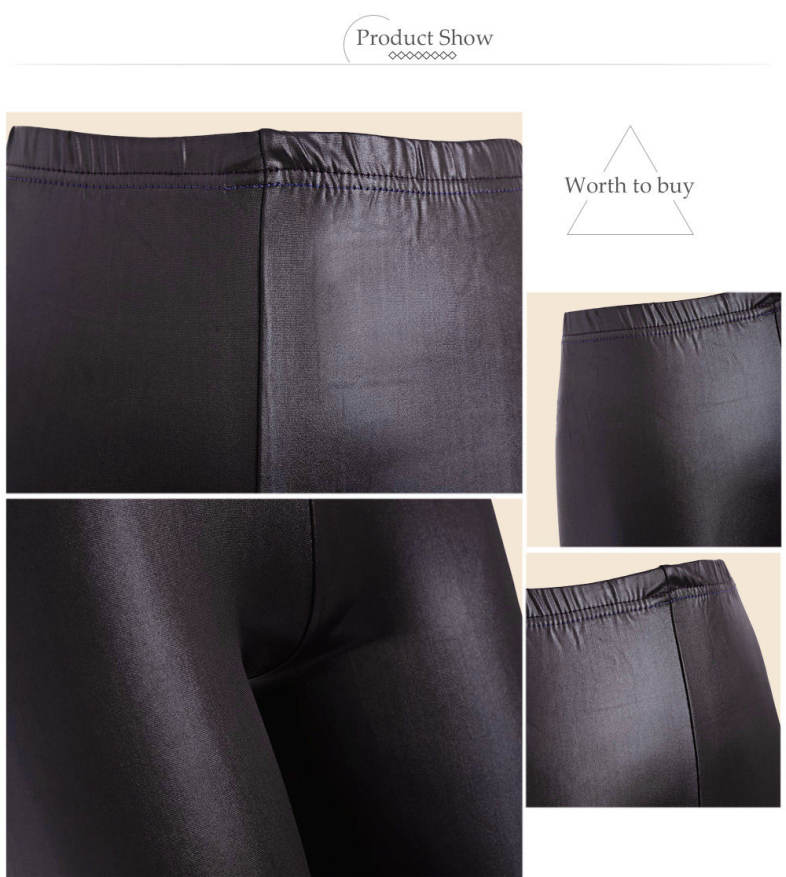 Brief Mid Waist Faux Leather Women Pants