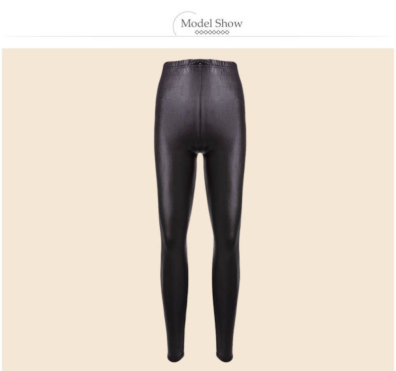Brief Mid Waist Faux Leather Women Pants