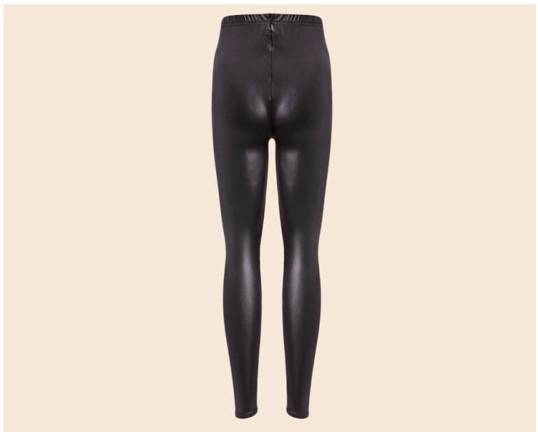 Brief Mid Waist Faux Leather Women Pants