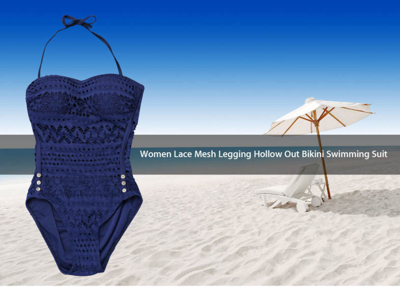 Women Lace Mesh Legging Hollow Out Bikini Swimming Suit