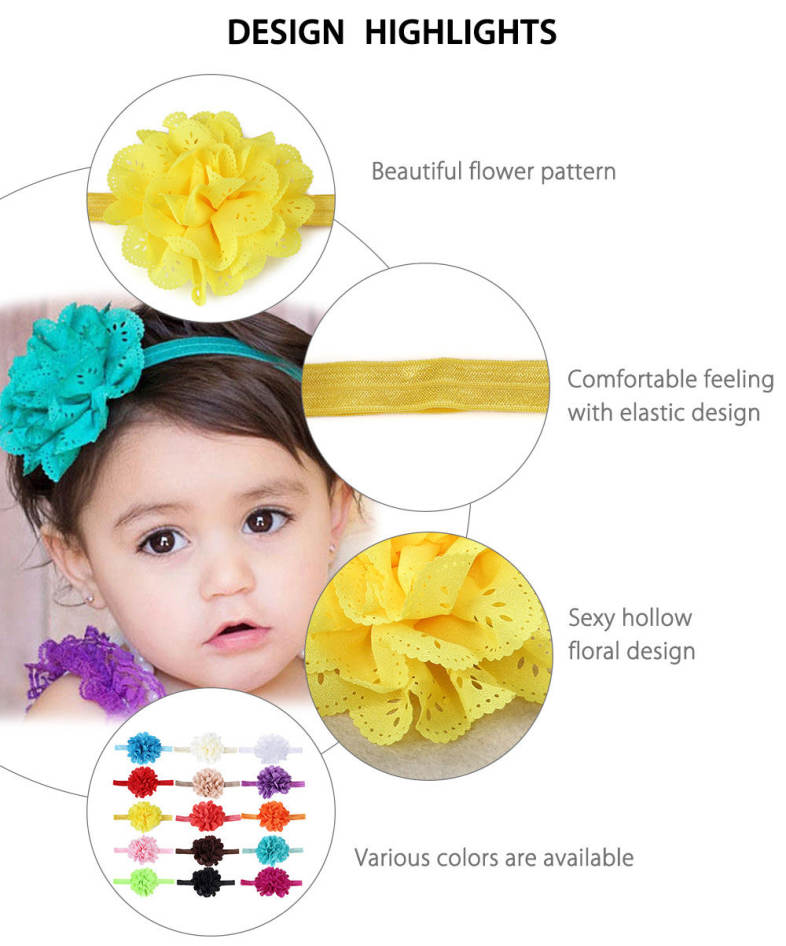 Sweet Child Baby Flower Shape Hollow Design Elastic Headband
