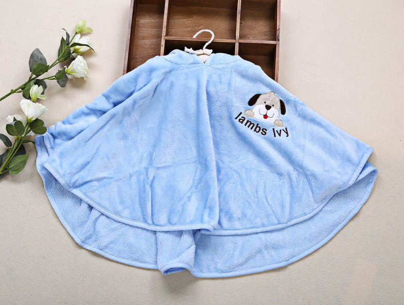 Sweet Cartoon Animal Print Hooded Pull-over Farley Velvet Baby Girl Cloak