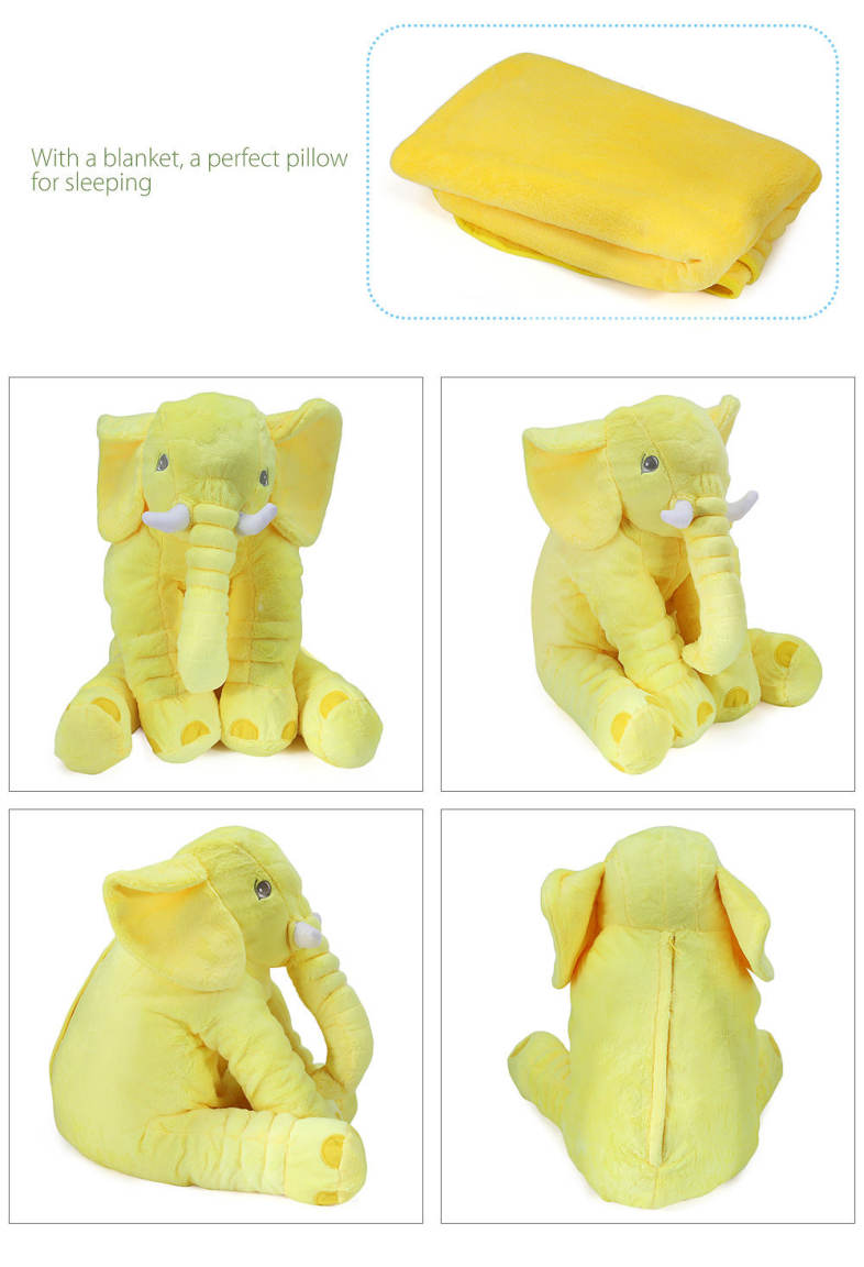 Stuffed Lovely Simulation Giant Elephant Plush Doll Toy Pillow with Blanket Birthday Christmas Present
