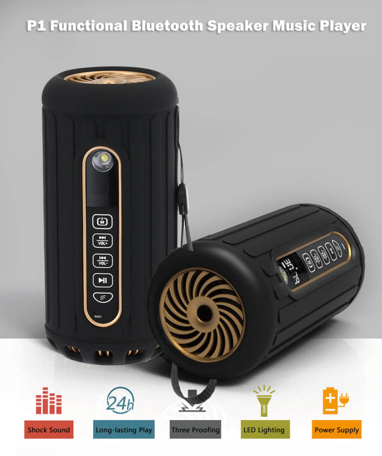 JUSTNEED P1 Bluetooth Speaker Audio Sound Stereo 6600mAh Power Supply with LED Torch