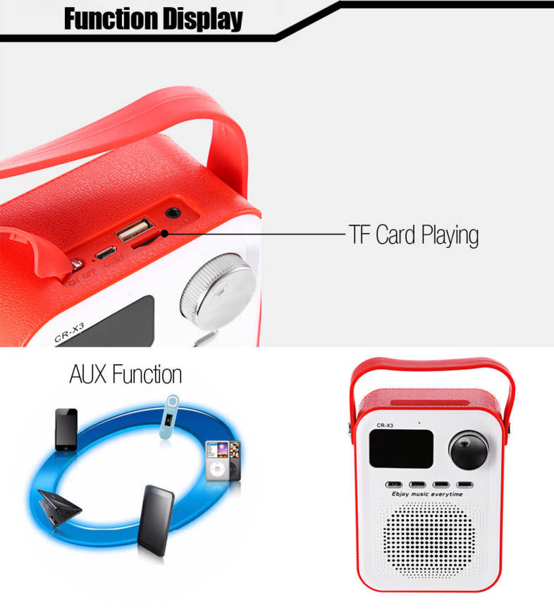 CR - X3 Wireless Bluetooth Speaker with TF Card Slot AUX Input USB Port