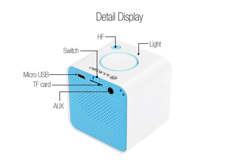 SAMSBO S168 Ultra Portable Wireless Bluetooth Square Mini Speaker
