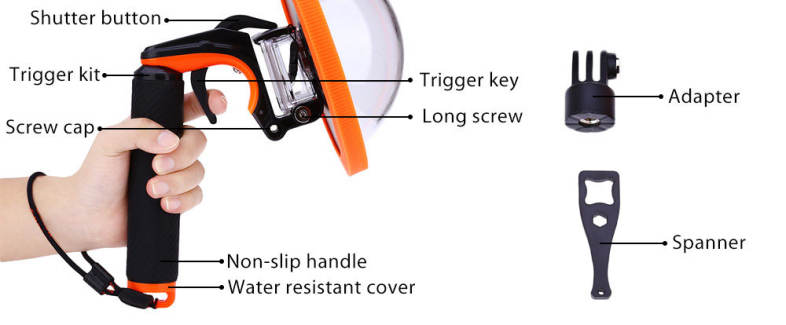 Underwater Diving Tool Trigger Buoyancy Lens Hood Self Stick for GoPro Hero 4 / 3 / 3 Plus