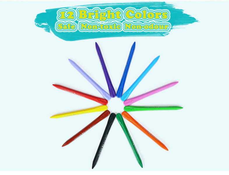 Maped Universal Bright Colorful Bar Plastic Crayon with 12 Colors