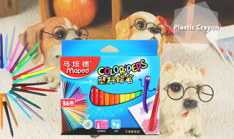 Maped Universal Bright Colorful Bar Plastic Crayon with 36 Colors