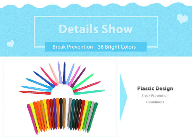 Maped Universal Bright Colorful Bar Plastic Crayon with 36 Colors