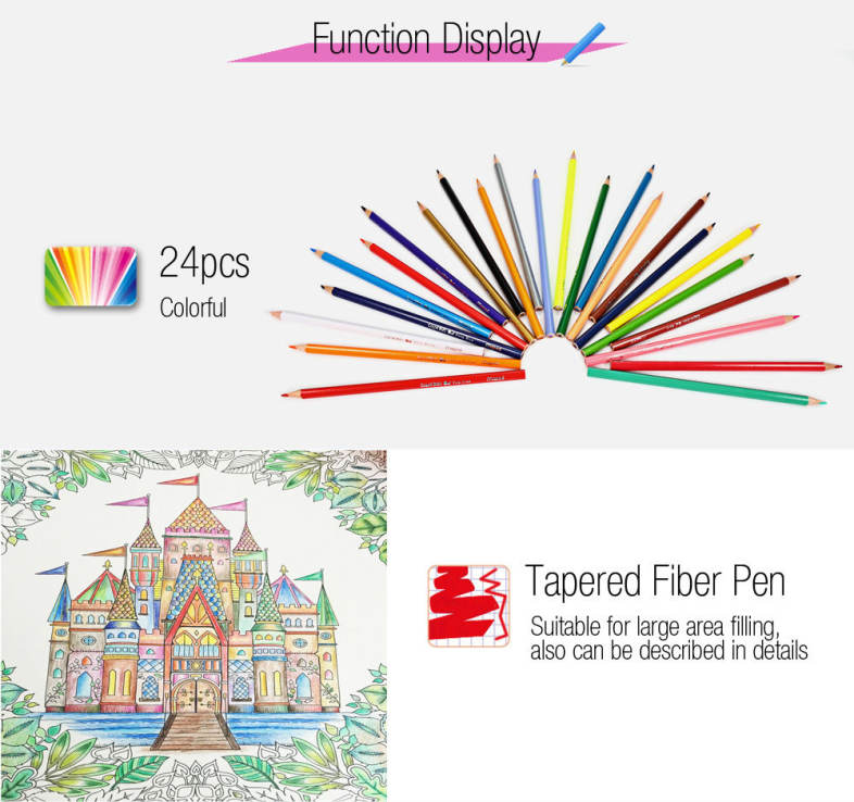 Maped 24 Colors Triangle Rod Wooden Colored Pencil for Kids