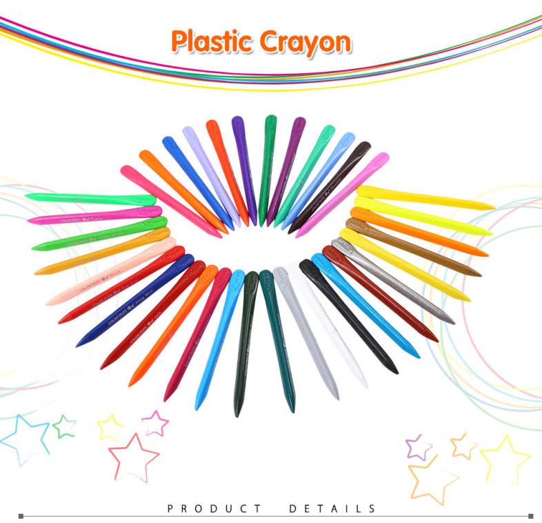 Maped Universal 36 Colors Bright Colorful Bar Plastic Crayon with Box