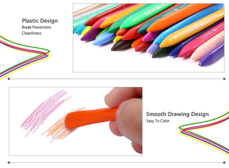Maped Universal 36 Colors Bright Colorful Bar Plastic Crayon with Box