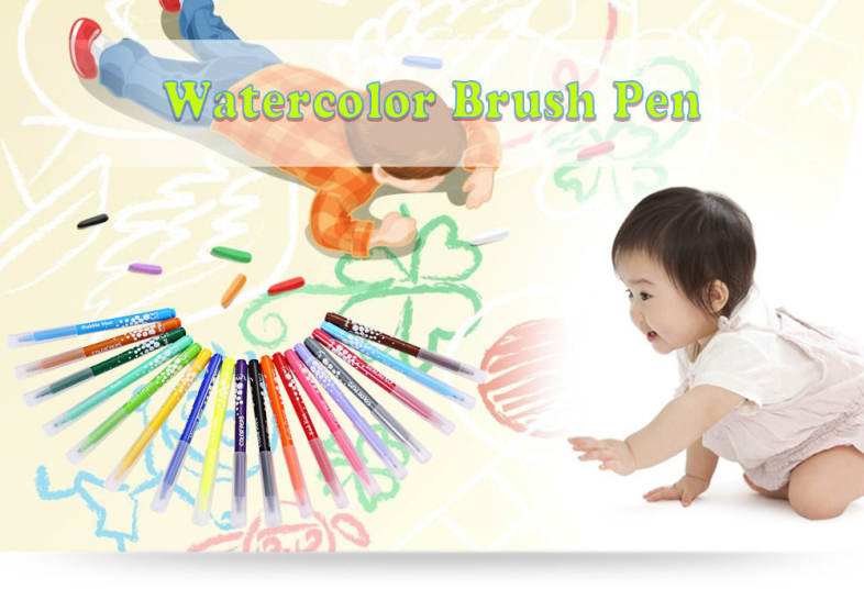 Maped Universal Bright Colorful Watercolor Brush Pen Water Based Marker with 18 Colors