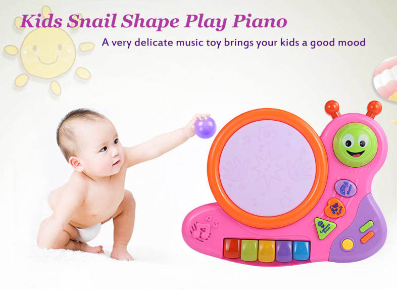 XangLei Baby Preschool Cute Musical Snail Shape Play Piano with Light