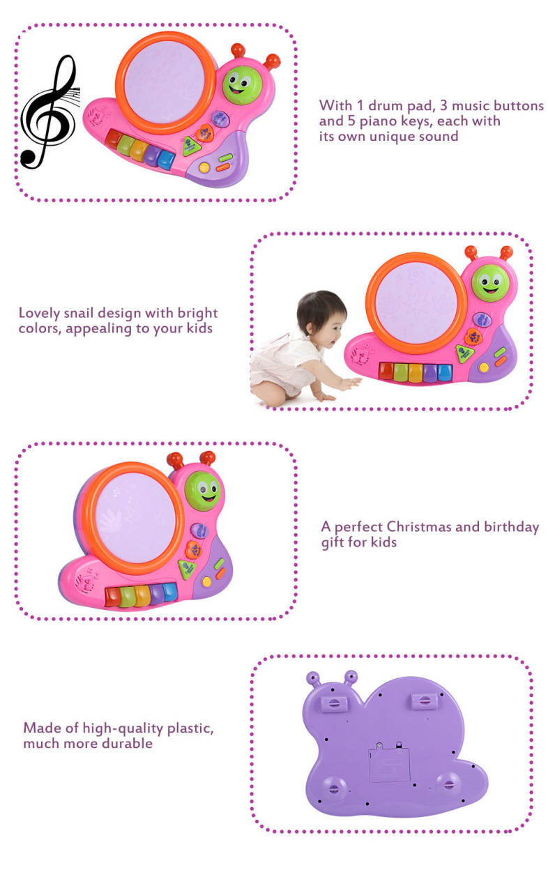 XangLei Baby Preschool Cute Musical Snail Shape Play Piano with Light