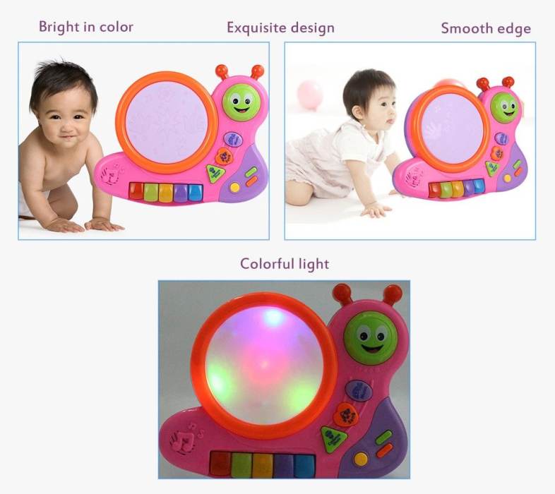 XangLei Baby Preschool Cute Musical Snail Shape Play Piano with Light