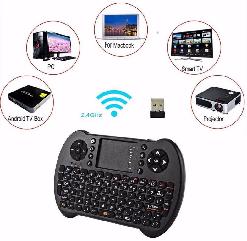 VIBOTON - S501 2.4GHz Mini Wireless QWERTY Keyboard Air Mouse Touchpad Remote Control