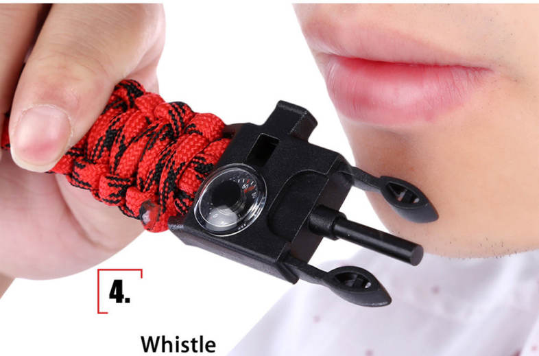 Multifunctional Outdoor Survival Bracelet Compass Whistle Parachute Flint Bottle Opener