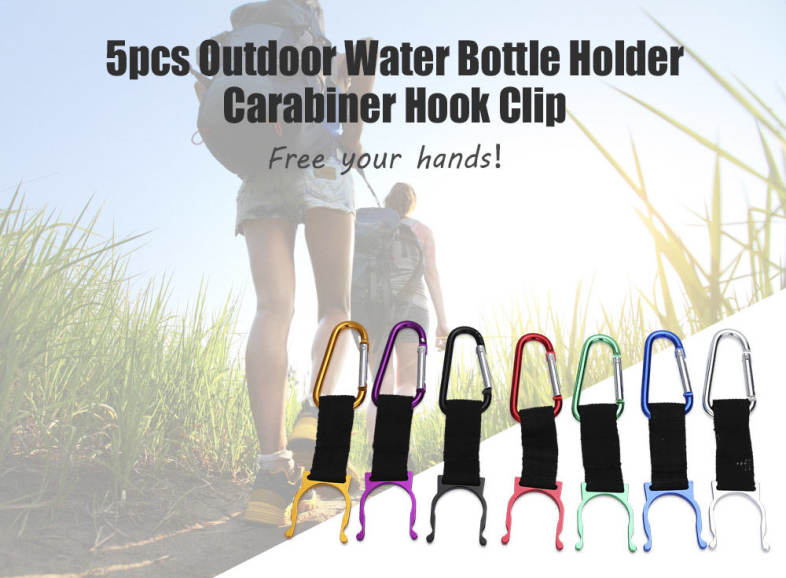 Aotu 5pcs Outdoor Water Bottle Holder Carabiner Hook Clip Buckle for Camping Hiking